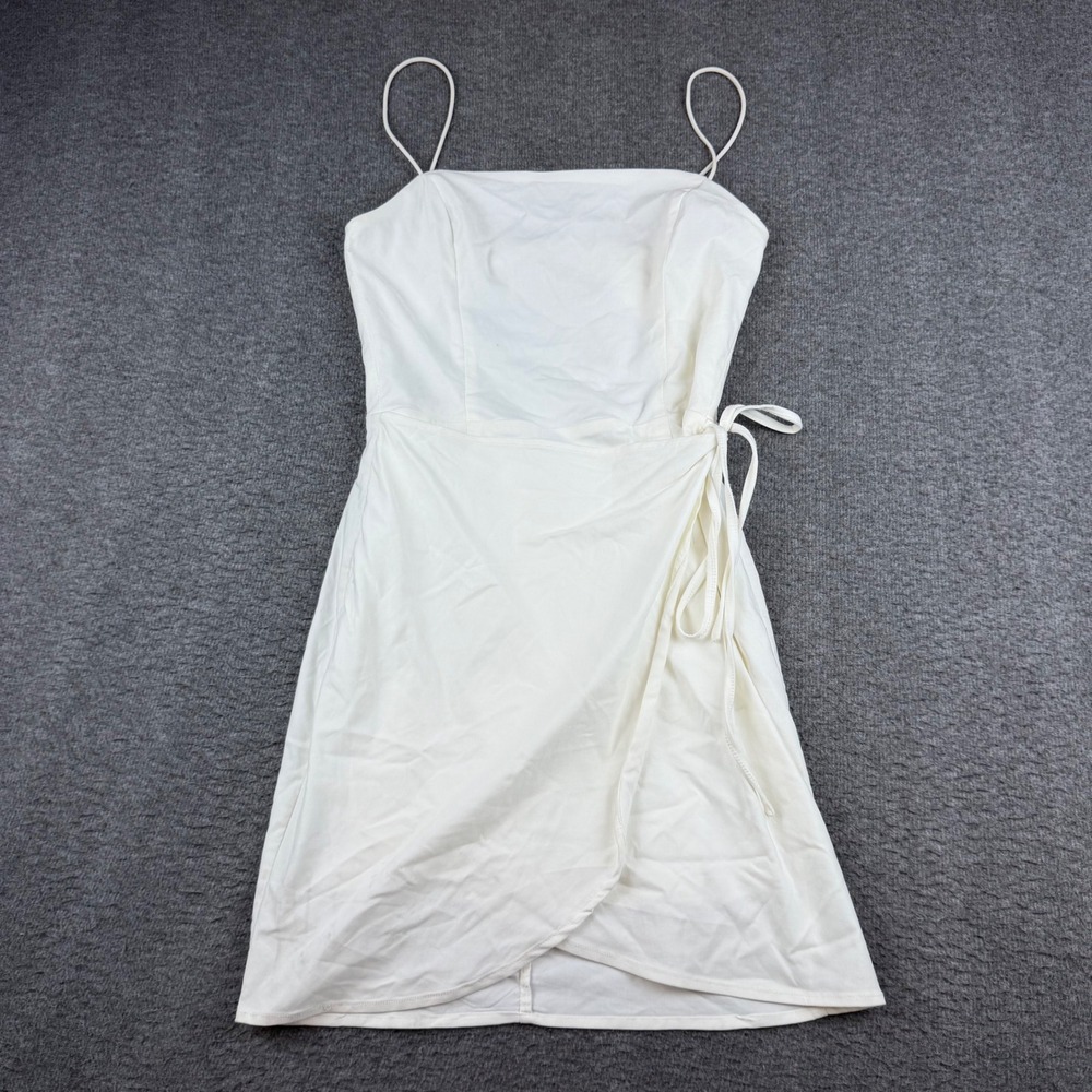 American Threads Wrap Mini Dress Women's Small White Sleeveless IBD9512-3‎